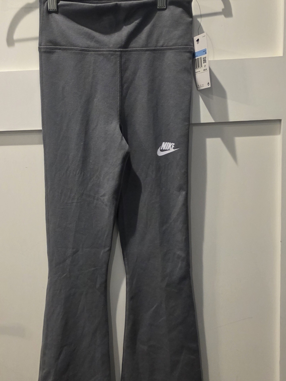 Nike Girl's Flare Leg Leggings NEW Gray High Rise Youth Kids Y2K